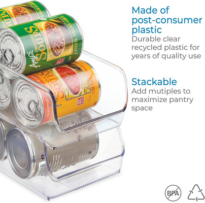 iDesign Recycled Plastic Freezer and Refrigerator Organizer Bin, Set of 2, The Linus Collection – 5.25" x 11" x 3.5", Clear