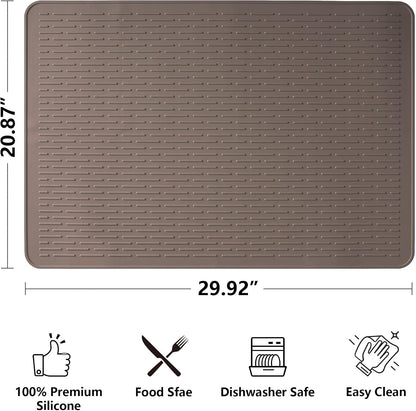 Stove Top Cover for Electric Stove- Range Covers for Electric Stove,Silicone XXL Dish Drying Mat, Glass Cooktop Covers, Flat RV Range top Mats (Black, 28"x20")