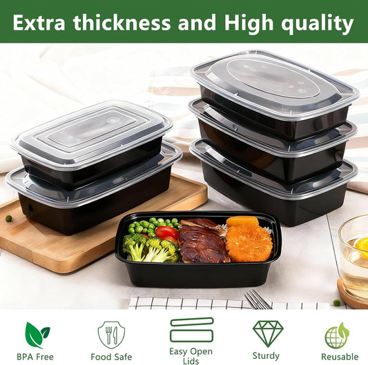 10Pack 35OZ Meal Prep Containers Reusable with Lids, Food Storage Containers To Go for Lunch, Disposable Plastic Bento Box to Take out or Home, Microwave/Freezer/Dishwasher Safe