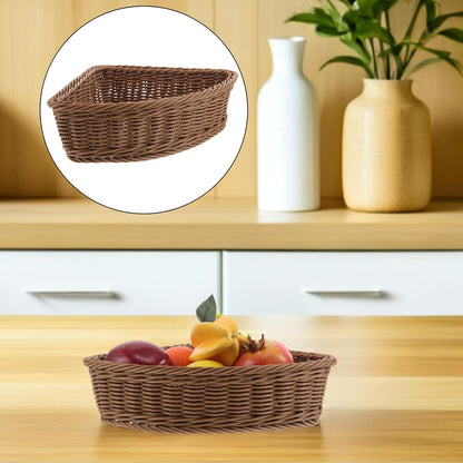 Garneck 2pcs Corner Storage Basket Set: Triangle Shelf Basket Stackable Wardrobe Organizer for Cabinet Closet Kitchen Pantry Bathroom Makeup Sundries Fruit Coffee Woven Tray