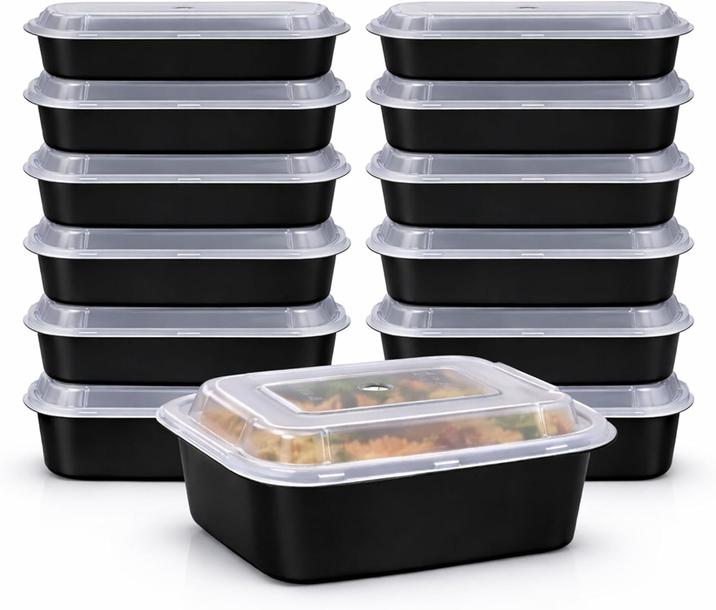 4U'LIFE 28 oz [Pack of 12] 2-Compartment Meal Prep Containers, Bento Boxes With Clear Lids