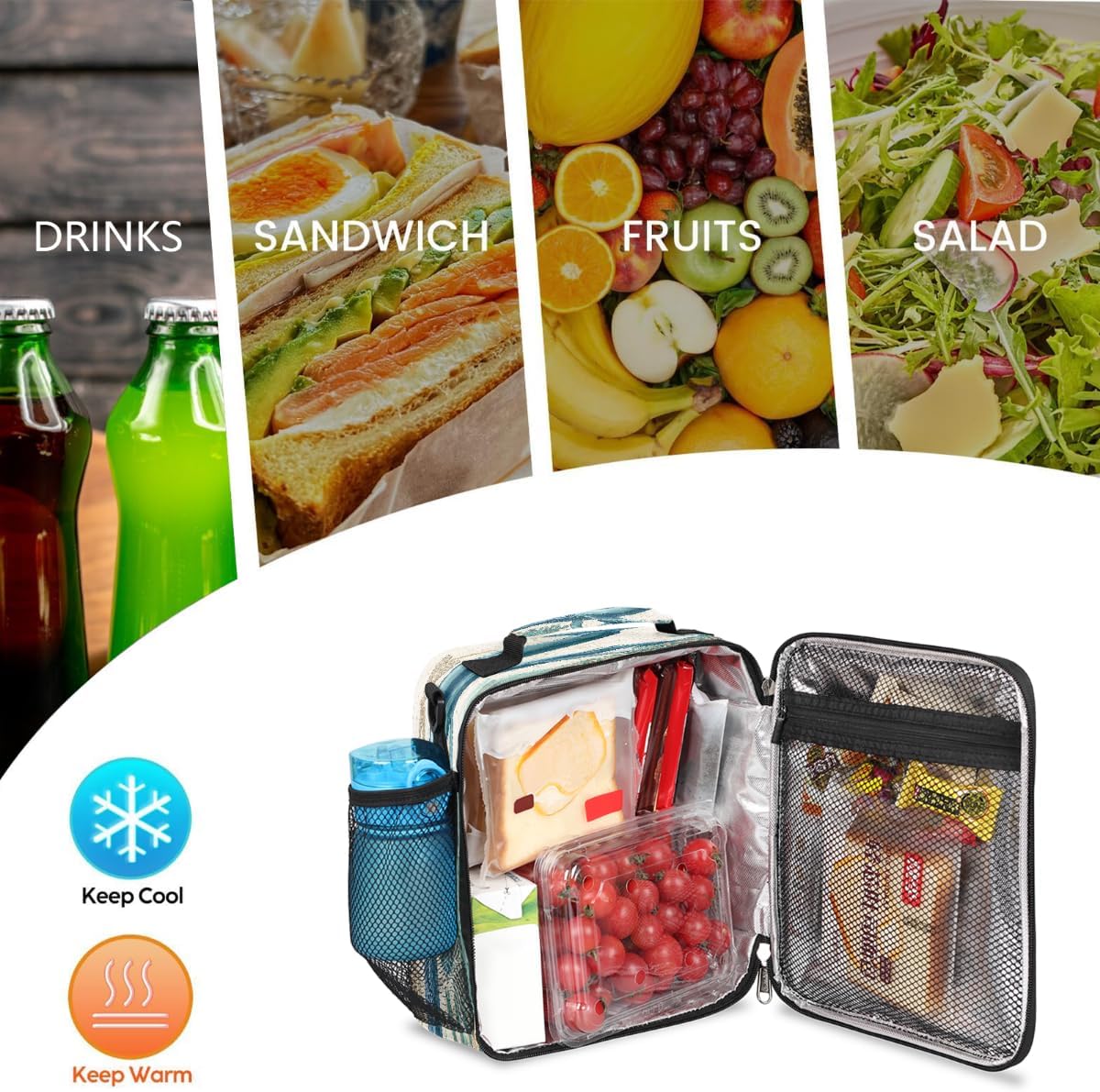 cfpolar Skull Skateboard Lunch Box for Boys Girls, Insulated Lunch Bags for Kids Reusable Mini Cooler Lunch Tote Lunchbox Thermal Meal Tote Kit with Shoulder Strap for Work School Picnic