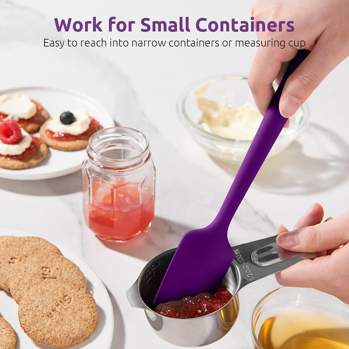 U-Taste Small Mini Silicone Spatula, 9in Rubber Jar Bowl Scraper, Black