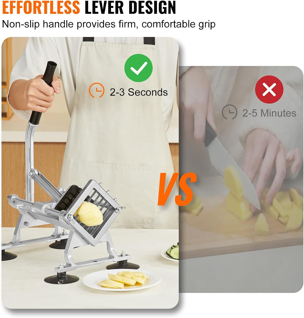 VEVOR Commercial Vegetable Slicer, 3/8" and 3/16" Tomato Slicer, Stainless Steel and Aluminum Alloy Vegetable Cutter Slicer, Manual Tomato Slicer with Non-slip Feet, for Tomatoes, Potatoes, Onions