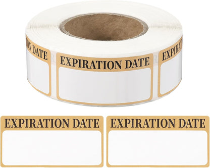 PATIKIL 500 Pcs Expired Date Label Stickers Roll, 2 x 1 Inch Removable Inventory Labels Adhesive Food Sticker Roll for Marking Organizing Inventory and Food Container, White and Black