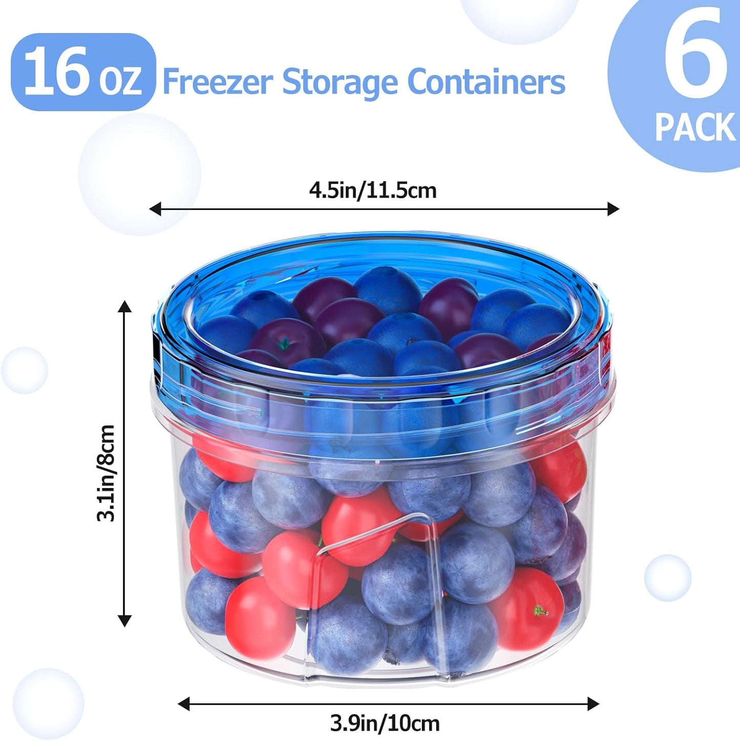 10 Pack-32 OZ Freezer Storage Containers, Small Plastic Food Storage Containers with Twist Top Lids, BPA Free and Reusable Meal Prep Containers Microwave/Dishwasher Safe