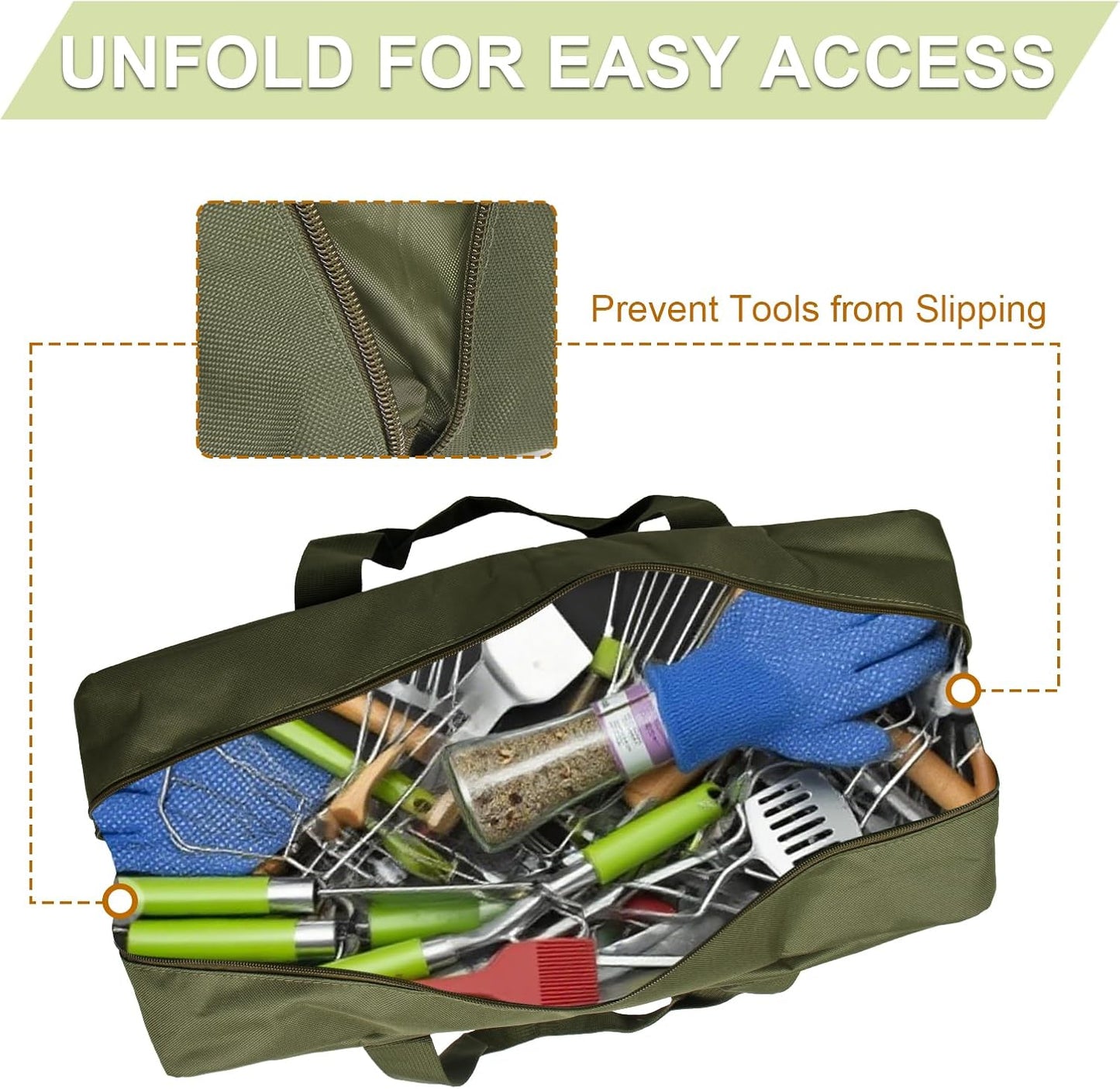 24" Grill Tool Storage Bag, Canvas, Black, Unisex, Classic Style, 60x24x24 cm/24 * 9.4 * 9.4 inches, Zipper Closure, Hand Strap, Perfect for Outdoor Grilling, Camping, Hiking
