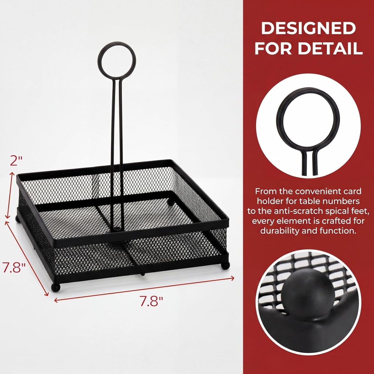 Lyellfe Set of 2 Metal Condiment Caddy, Square Table Caddy Collection with Number Card Holder, Black Tabletop Seasoning Spice Organizer for Grill Outdoors, Restaurant, Kitchen Cabinet
