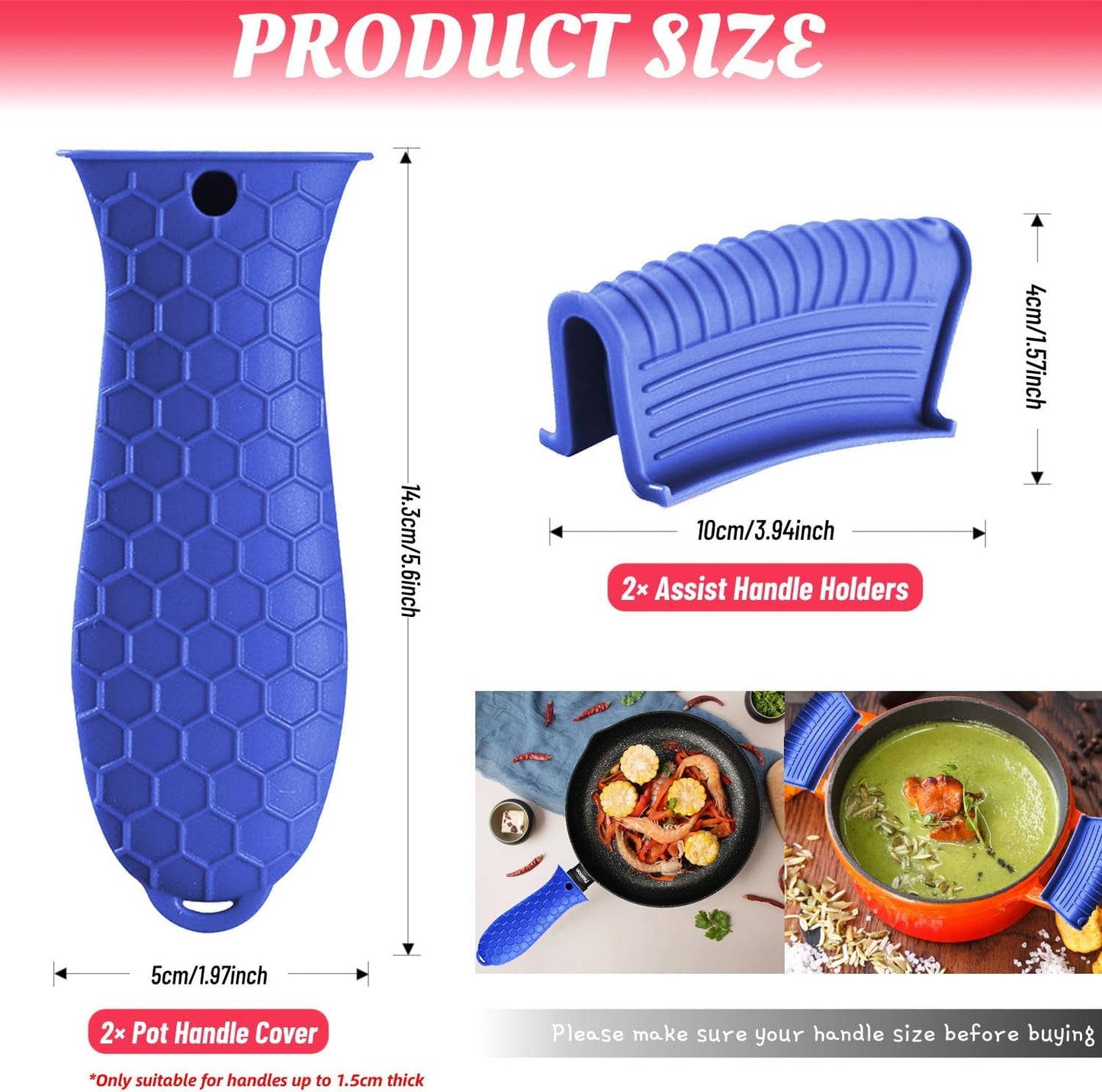 4 Pack Silicone Hot Handle Holder Cover Cast Iron Handle Cover Silicone Pot Holders Heat Resistant Assist Pan Handle Sleeve Non-Slip Pot Handle Covers for Cast Iron Skillet Metal Pan(Black)
