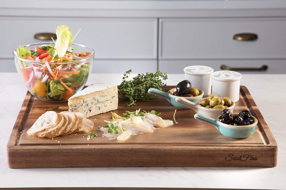 Butcher Block - Organic Bamboo Cutting Board w/Juice Groove - 17x13x1.5" -Butcher Block Cutting Board - Premium Quality and Professional Design - Bamboo Chopping Block