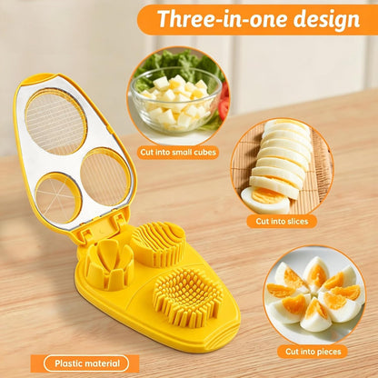 3-in-1 Egg Slicer for Hard Boiled Eggs, with Cleaning Brush