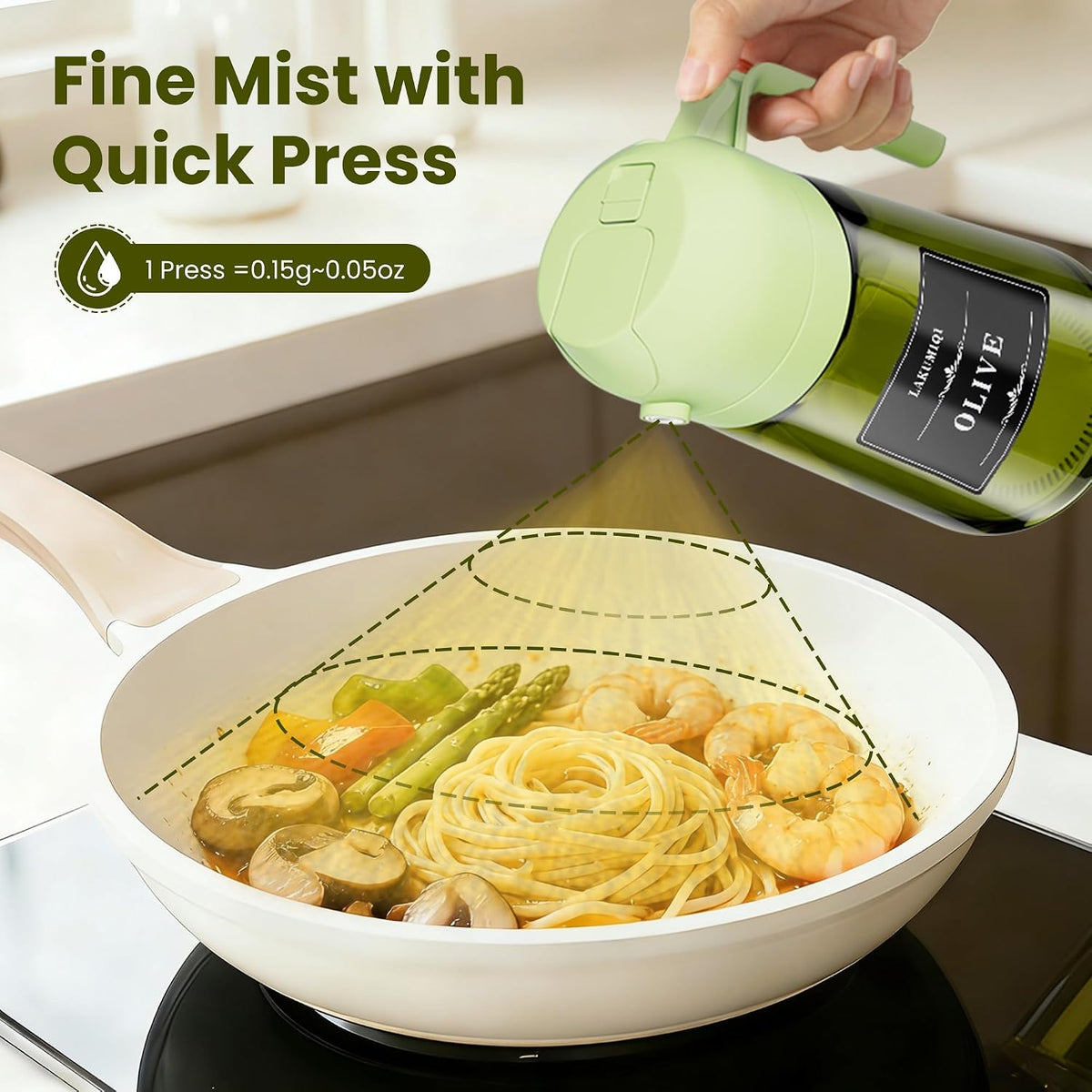 Oliver Oil Sprayer Dispenser for Cooking Bottle 16oz Dark Glass Black