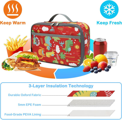 FlowFly Kids Lunch box Insulated Soft Bag Mini Cooler Back to School Thermal Meal Tote Kit for Girls, Boys, Astronaut - Colors A