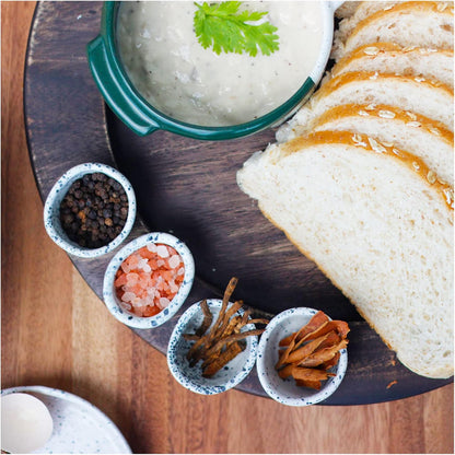 roro Ceramic Stoneware Mini Pinch Bowls Set of 6, Hand-Molded Artisanal Glossy Speckled White, Salt Pepper Spices and Seasoning - Cute and Elegant Kitchen Addition