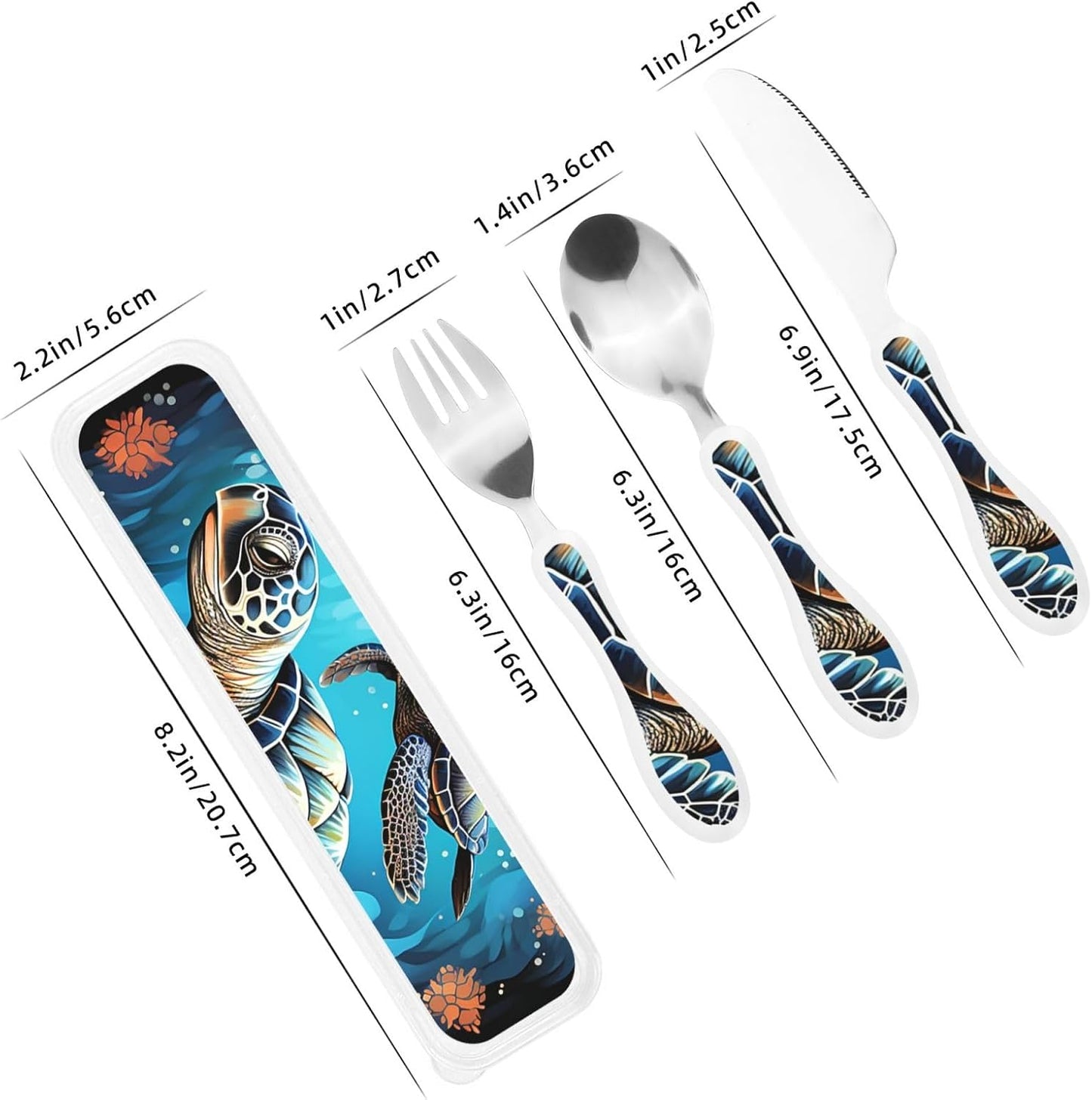 3-Piece Kids Silverware Set With Storage Case, Stainless Steel Reusable Children Safe Knife Spoon Fork Set Elephant Pattern Children Flatware Set For Kids Lunch Box