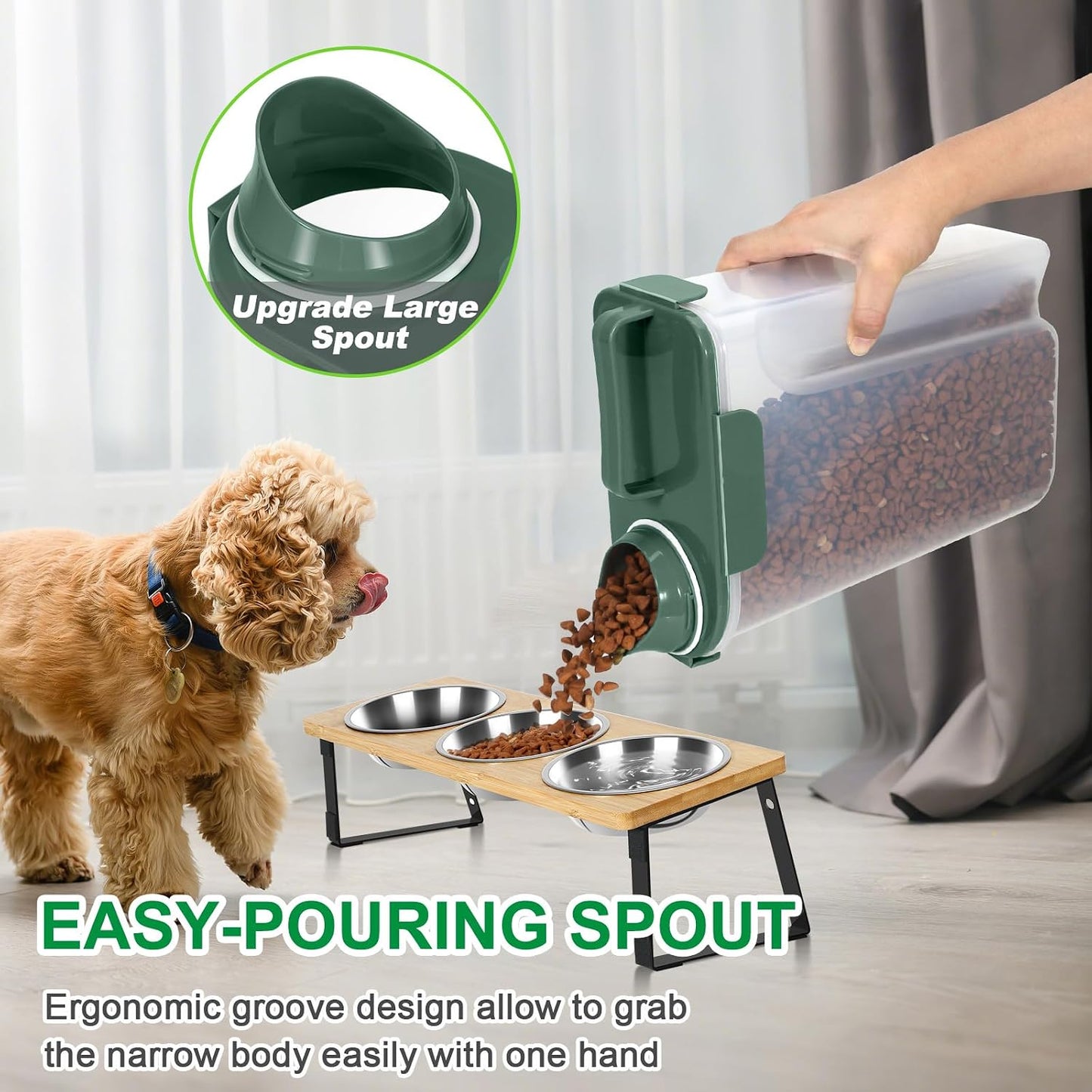 TBMax Pet Food Storage Containers 2 Pack 8-10 Lbs Airtight Dog Food Container Dispenser with Large Spout & Portable Handle, Travel Dog Treat Cat Food Storage Bin Bird Seed Container