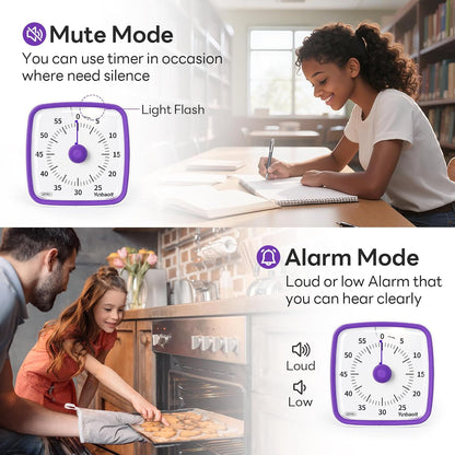 Yunbaoit Visual Timer with Night Light, 60 Minute Countdown, Light Blue