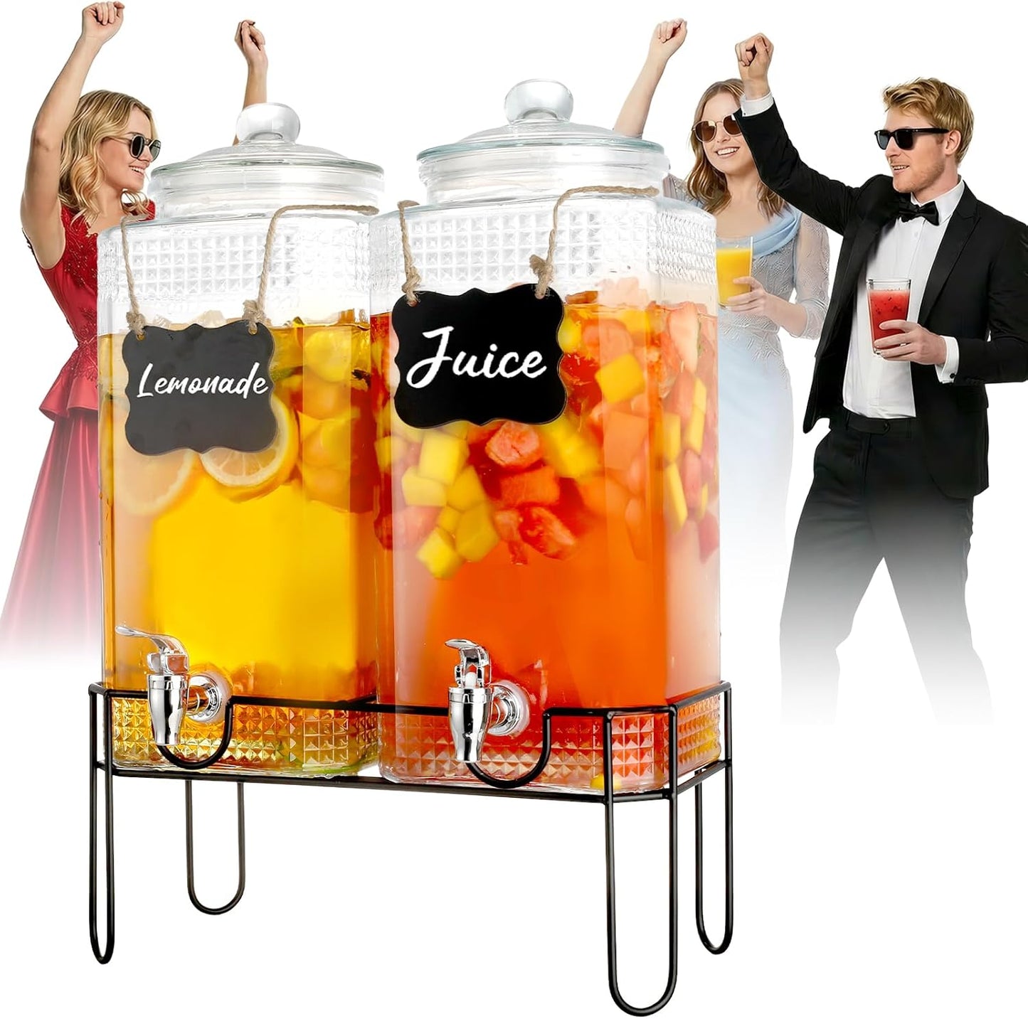2 Gallon Glass Drink Dispensers For Parties，Lemonade Beverage Dispenser With Stand And Spigot For BBQ, Picnic, Party,Laundry Detergent Dispenser