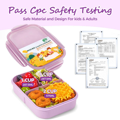 MISS BIG® Bento Box,Bento Box Adult,Lunch Box,Leak Proof Lunch Containers,No BPAs and No Chemical Dyes Bento Lunch Box,Dishwasher and Microwave Safe Lunch Containers for Adults(1900ml Gray)