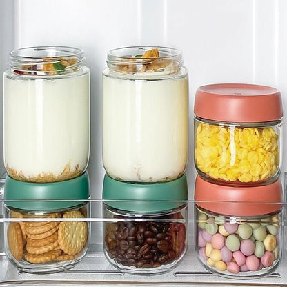 3Pack Overnight Oats Containers with Lids,10oz Glass Jar with Scew Lid,Salad Dressing Fruit Veggies Sauce Snacks Meal Prep Food Containers,Spice Jars,Wide Mouth Storage Containers