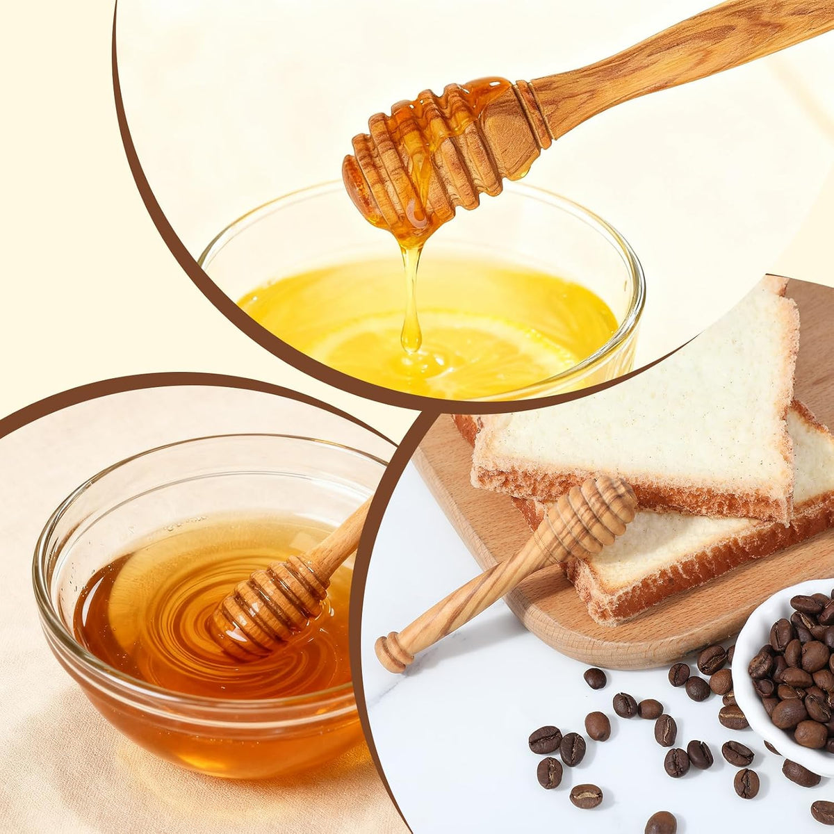 Ymapinc 3.94 Inch Mini Honey Dipper Stick, Olive Wooden Honey Spoon, Wooden Dipper for Tea/Jars, Durable Premium Kitchen Accessories
