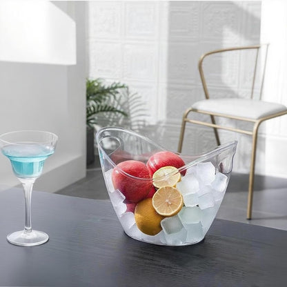 Clear Ice Bucket 4 Pack, 4L Acrylic Ice Buckets for Parties - Beverage Tub for Champagne, Beer, Wine Bottles, Large Drink Cooler Bin for Home or Commercial Use