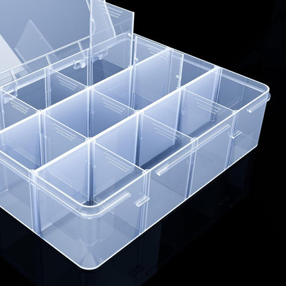 Plastic Organizer Box,12 Grids Clear Bead Organizer Compartment Box with Removable Dividers for Parts,Bead Storage Earring Container Tool Hair Accessories,10.23L x 5.31W x 1.7H inch