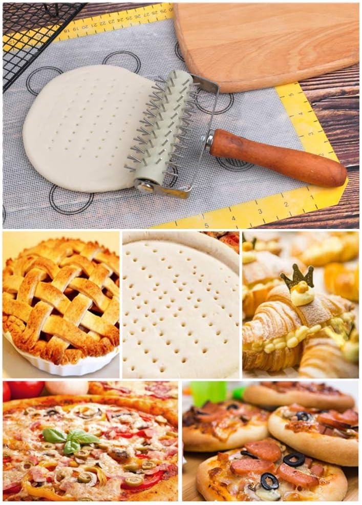 Stainless Steel Pizza Dough Roller Docker Needle Roller