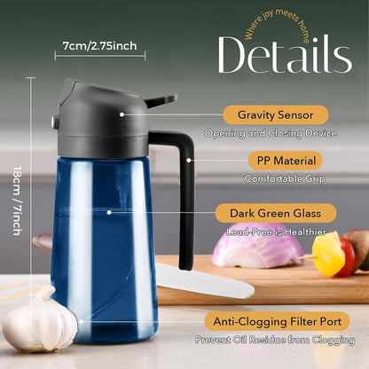 YARRAMATE 16oz/470ml Light-Blocking Dark Oil Sprayer for Cooking (Black)