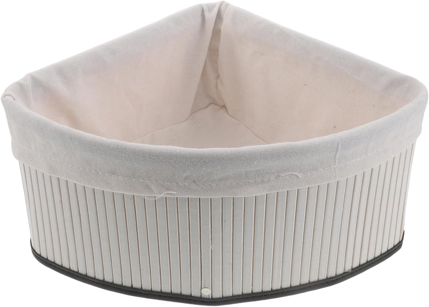 Levemolo Corner Shelf Basket: Bamboo Woven Triangle Basket with Removable Liner - Storage Organizer for Kitchen Pantry - Laundry and Closet Storage Bin 13x9.8 Inch