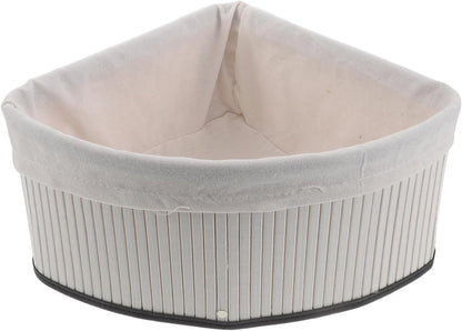 Levemolo Corner Shelf Basket: Bamboo Woven Triangle Basket with Removable Liner - Storage Organizer for Kitchen Pantry - Laundry and Closet Storage Bin 13x9.8 Inch