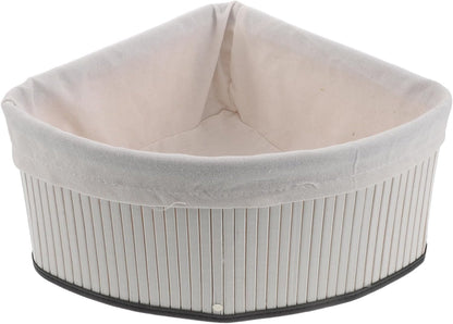 Levemolo Corner Shelf Basket: Bamboo Woven Triangle Basket with Removable Liner - Storage Organizer for Kitchen Pantry - Laundry and Closet Storage Bin 13x9.8 Inch