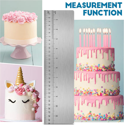 Nuenen Cake Scraper Smoother Metal with Scale Baking Comb Tool, 12 Inches