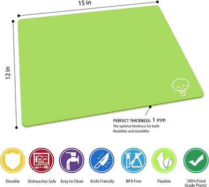 ZVP Flexible Plastic Cutting Board Set of 5 Gradient Color, Colorful Chopping Boards, BPA Free Mats, Non-Slip, Dishwasher Safe, 15x12 Inch, Gray Neutral Colors