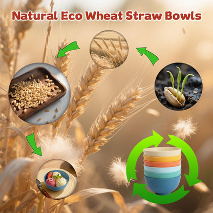Wrova Wheat Straw Bowls for Kitchen set of 6,Anti-Scald Thick Soup Bowls 40oz,Microwave and Dishwasher Safe Bowl Sets, Unbreakable Cereal Bowl Sets. Vibrant Series