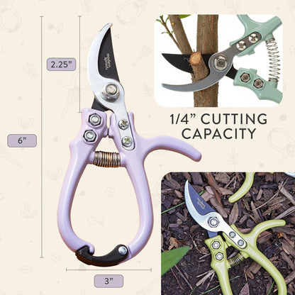 Modern Sprout Bypass Hand Pruners - Scissors - Gardening Tools - Sage