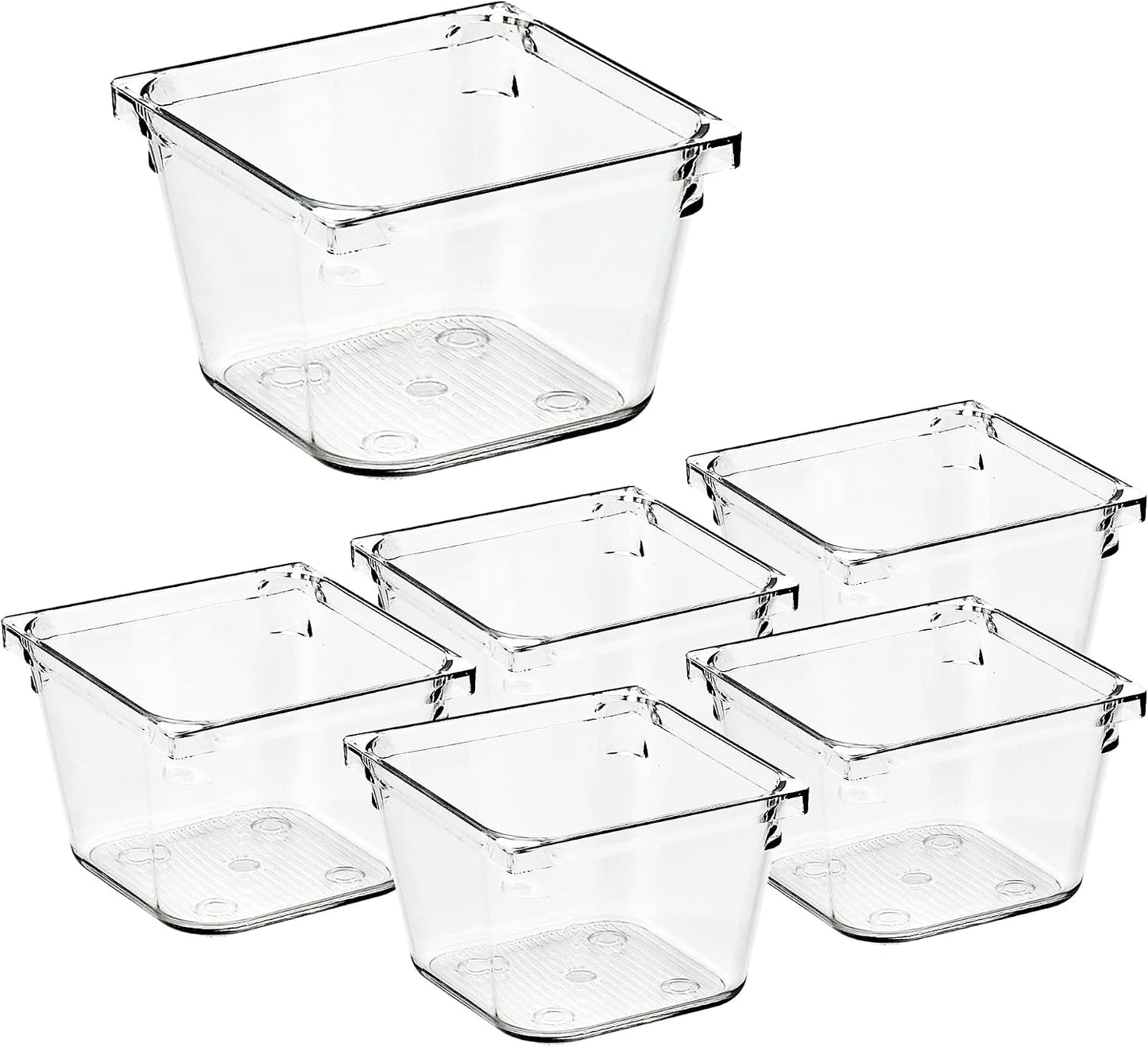Ravinte 6 Pack Drawer Organizer - 3" X 9" Plastic Storage Bins, Acrylic Organizers with Non-Slip Pads Clear Desk Storage Tray for Makeup, Jewelries, Kitchen Utensils, Bathroom and Office