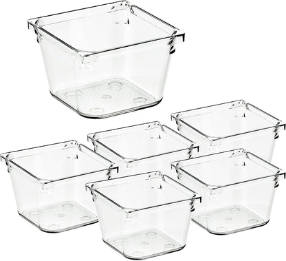 Ravinte 6 Pack Drawer Organizer - 3" X 9" Plastic Storage Bins, Acrylic Organizers with Non-Slip Pads Clear Desk Storage Tray for Makeup, Jewelries, Kitchen Utensils, Bathroom and Office