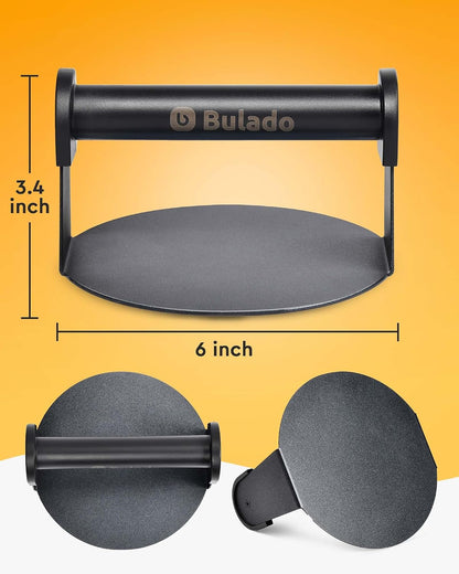 Bulado 6" Burger Press, Stainless Steel Round Burger Smasher for Griddle