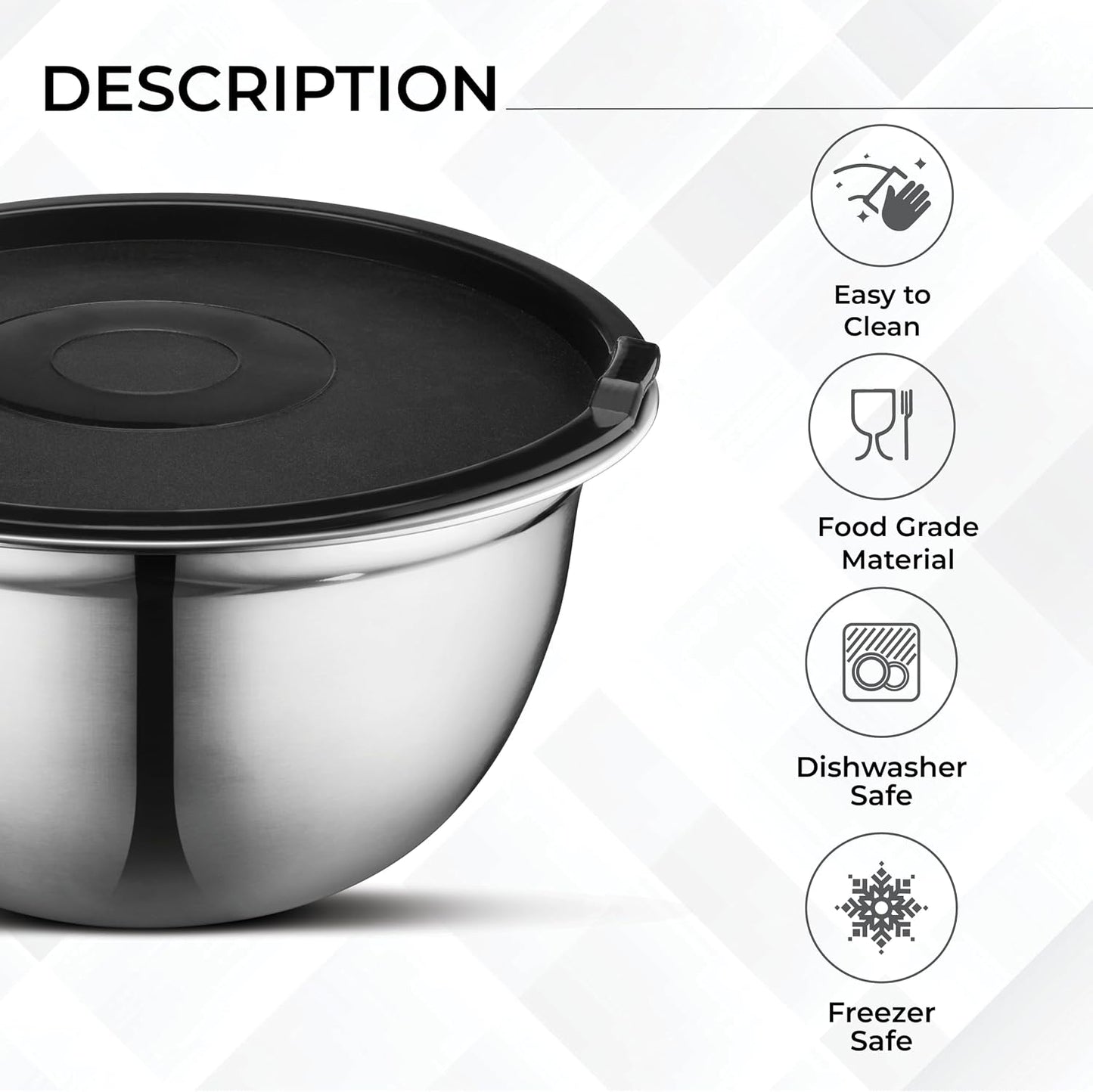 AVADOR Set of 6 Premium Stainless Steel Mixing Bowls Set, Easy To Clean, Space Saving Nestable Design, Great for Cooking, Baking, Prepping (0.75qt, 1.5qt, 3qt, 4qt, 5qt, 8qt)