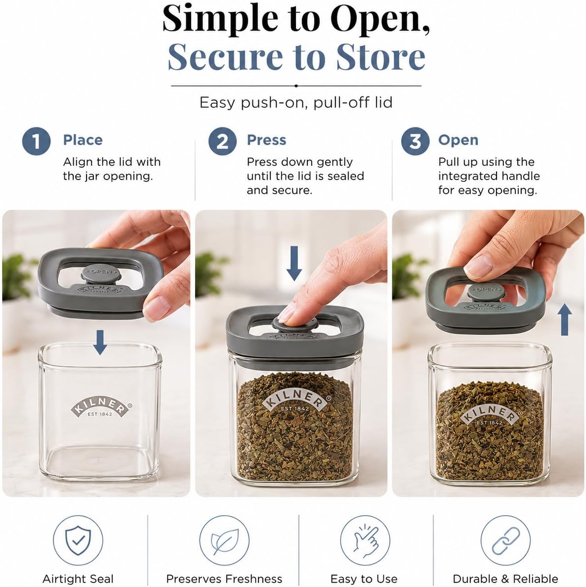 Kilner 3 Litre Glass Cereal Dispenser | Storage Jar with Airtight Glass & Silicone Lid | Easy-Pour Spout for Mess-Free Serving | Food Dispenser for Cornflakes, Beans, Granola and Pet Food