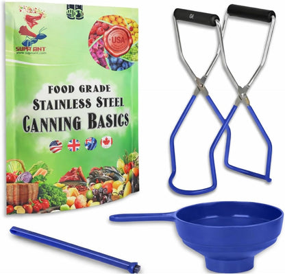 Supa Ant Canning Supplies Starter Kit (Food Grade) - Canning Kits Set for Beginners - 3 Pcs. Including Wide Mouth Jar Funnel, Magnetic Lid Lifter, Stainless Steel Jar Lifter (Assembled in USA) Green