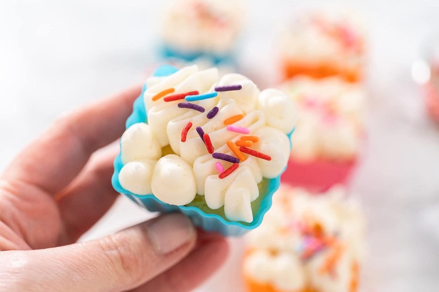 Bakerpan Silicone Square Baking Cups - Set of 12 Reusable Mini Cupcake Liners for Cupcakes, Brownies, Mini Cakes & Bento Boxes - 1.5" Square Molds - BPA-Free, Dishwasher Safe