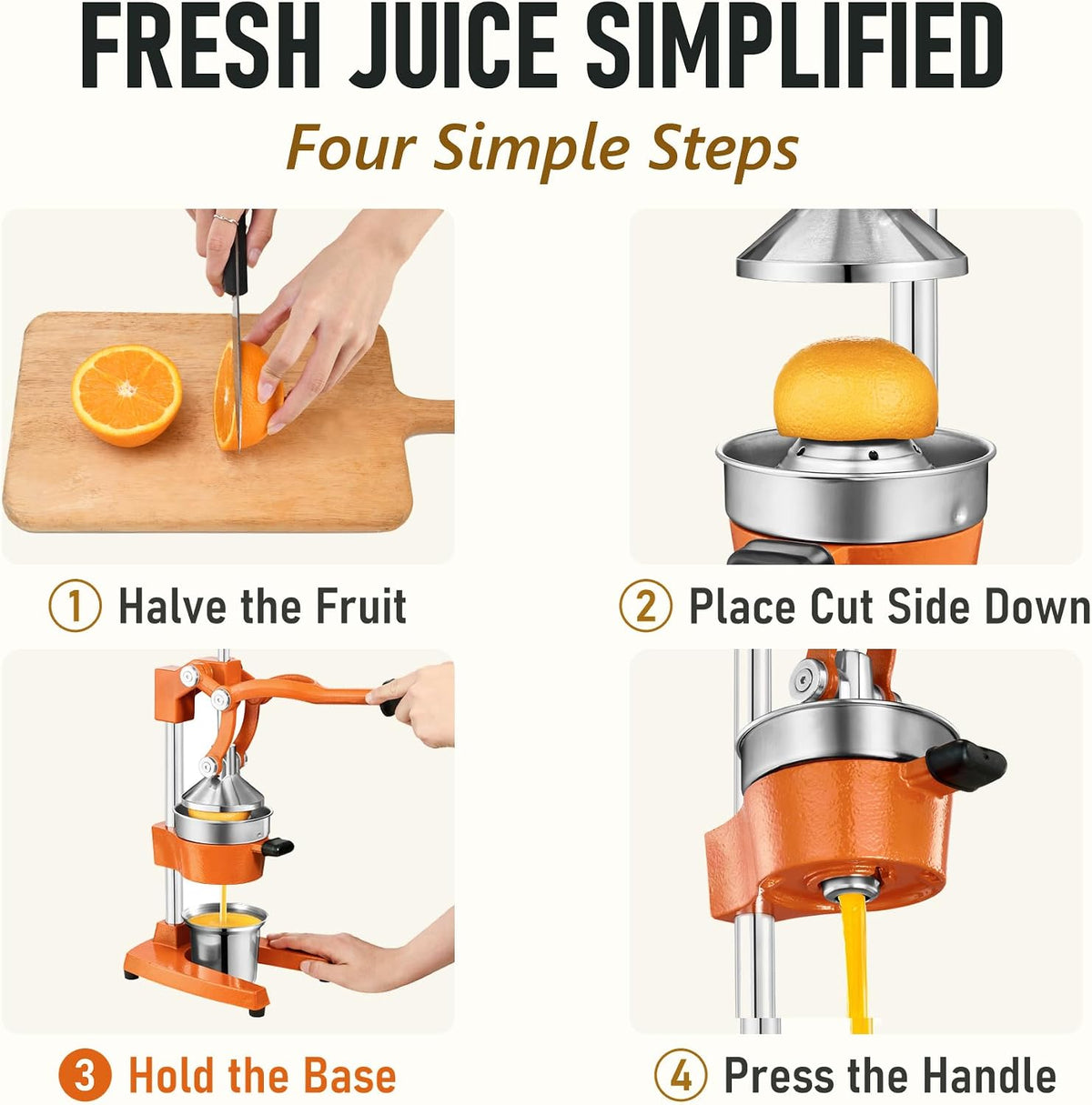 TONGCHANT Cast Iron Manual Juicer for Orange Lemon Citrus Fruit & Lime