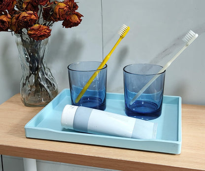White Serving Tray (13.5 x 9.6 inch) for Serving Accessory, Elegant & Stackable Plastic Tray for Spa, Coffee, Drinks, Tea, Bar, Party, Seasoning, Perfume and Display Use.