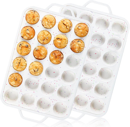 Vinino 2Pack Silicone Muffin Pan for Baking with Metal Reinforced Frame, 12 Cup Regular Size Cupcake Pan, BPA Free Silicone Muffin Tray, Cupcake Baking Pan Bite Molds for Oven Dishwasher Safe