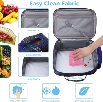 RHCPFOVR Kids Lunch Bag - Insulated Lunch Box for Boys Girls,Washable Lunch Bag and Reusable Toddler Leak-proof Lunchbox for School and Daycare - Colors B