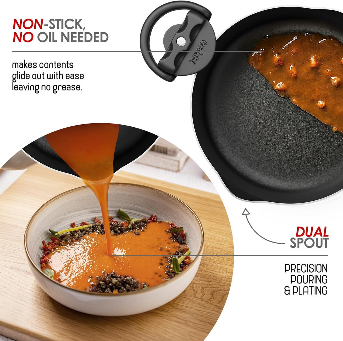 Eatex Pasta Pot with Strainer Lid - 5 Quart Multipurpose Stock Simmer Spaghetti with Strainer - Twist & Lock Handles, Nonstick Ceramic Stainless Steel Tempered Glass Black