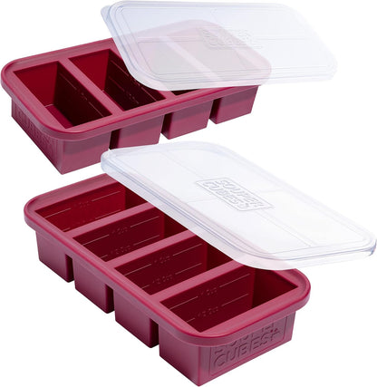 Souper Cubes 1 Cup Silicone Freezer Molds - Soup Cubes Perfect for Freezing Broth, Rice, Leftovers and More - Silicone Freezer Trays with Lids for Meal Prep - Aqua - 1-Pack