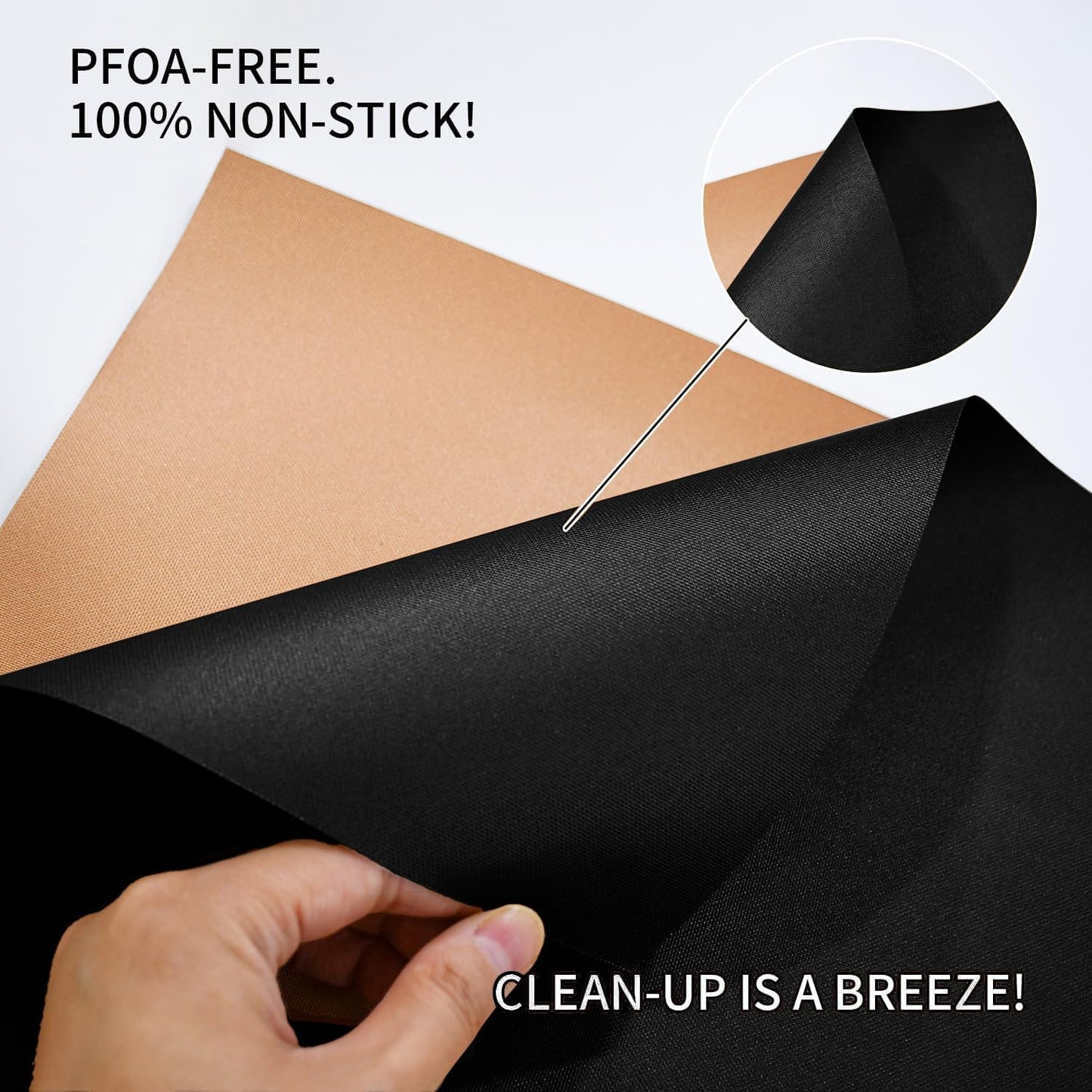 Grill Mat Set of 6-100% Non-Stick Reusable Mats for Gas, Charcoal or Electric Grills - Easy to Clean - 15.75 x 13-Inch, Black
